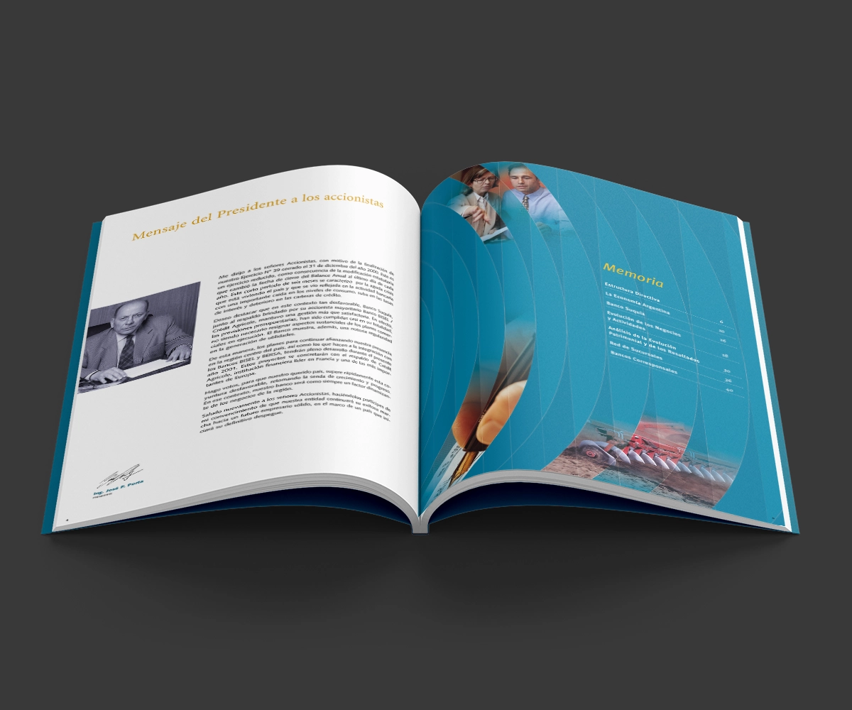 Diseño editorial de Banco Suquía