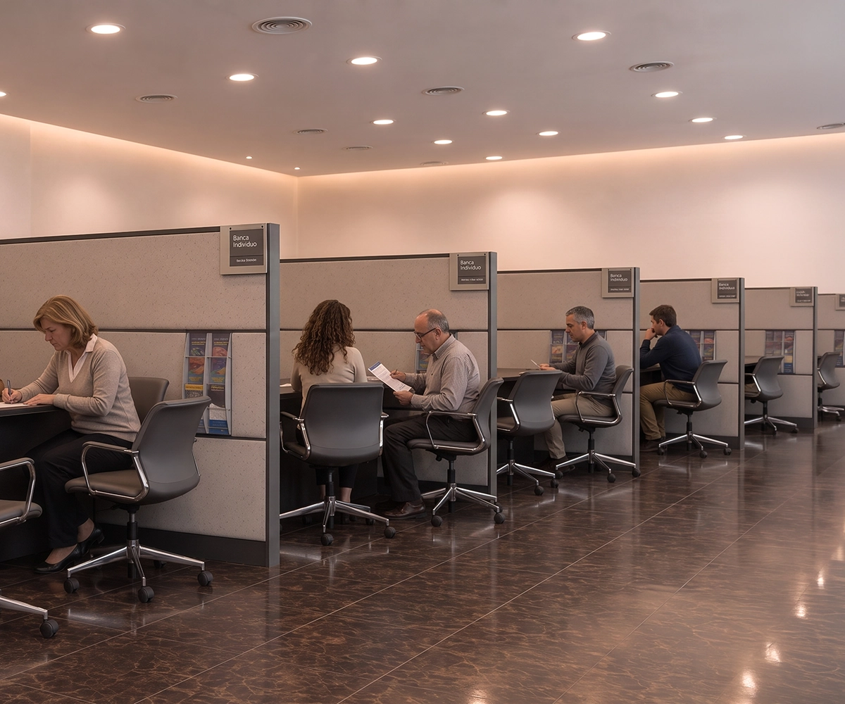 Aplicación en sucursal de Banco Suquía